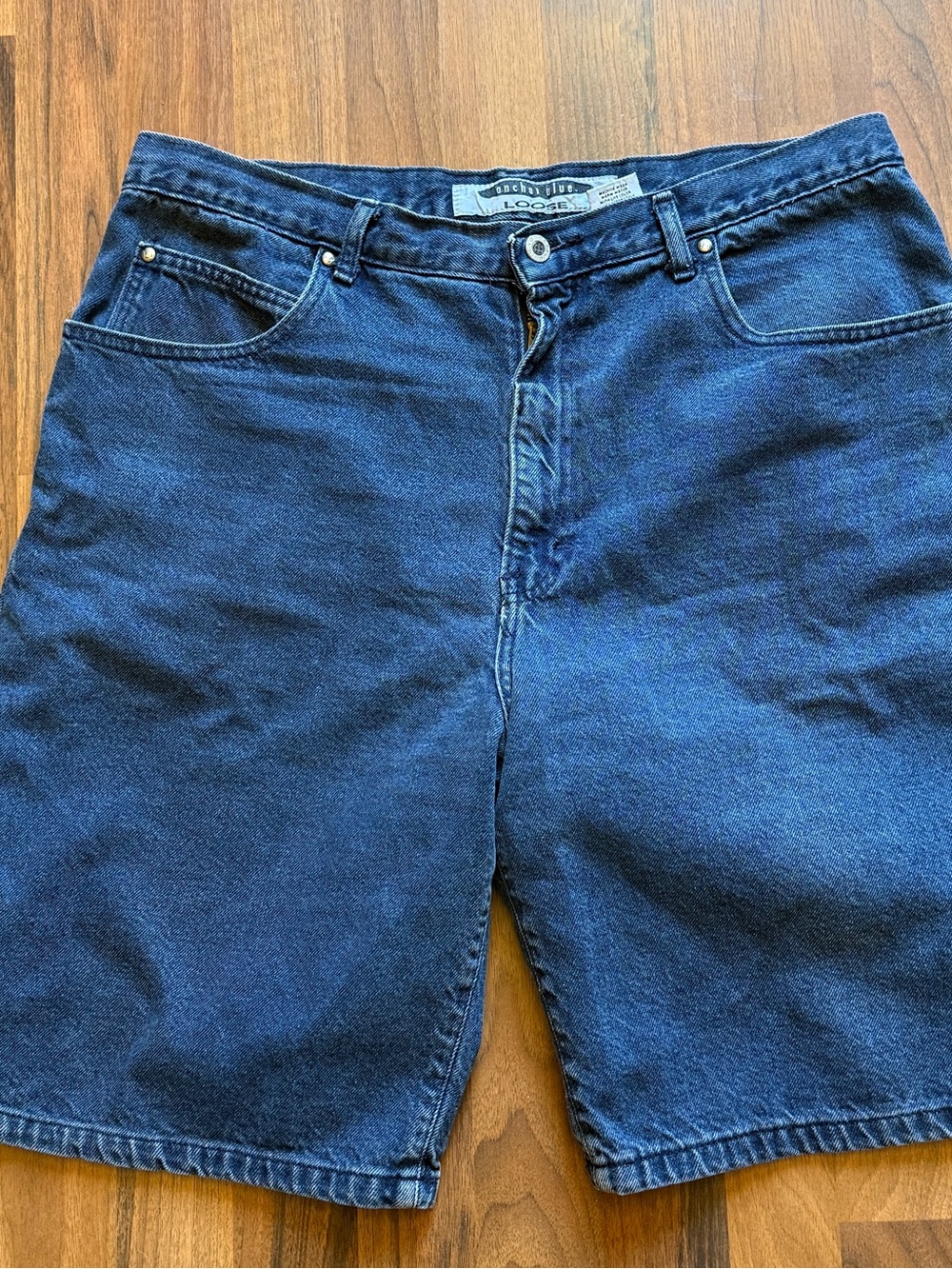 Vintage 90s Anchor Blue Loose Fit Denim Jean Shorts